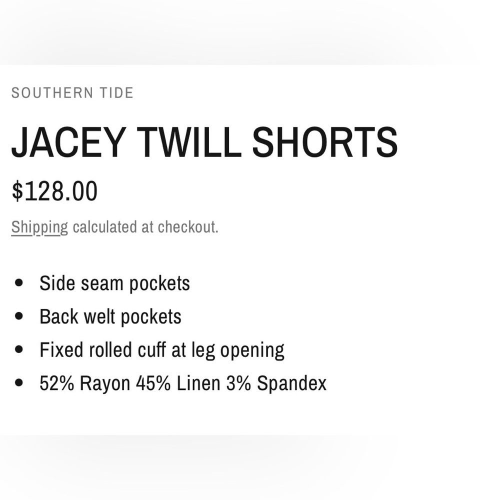 Southern Tide “Jacey Twill” Shorts in Sand White - Picture 4 of 10